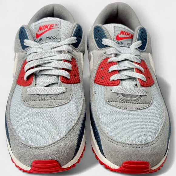 Nike Air Max 90 Men’s Size 8.5 Smoke Grey Navy Red DM0029 005 New w Box - Picture 4 of 13
